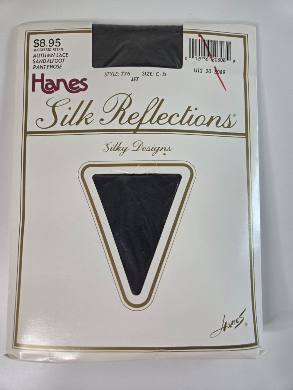 Vtg Hanes Silk Reflections Autumn Lace Sandalfoot Pantyhose C-D Jet Hosiery